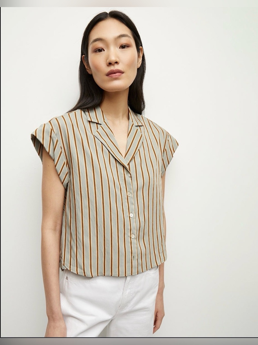 EUC Veronica Beard Kasa Striped Button Down Top